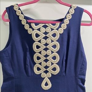 Lilly Pulitzer - Womens Size 12 - Navy and Gold Shimmer Dress.